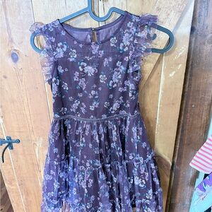 Zenzi Lavender Floral Ruffle Tiered Dress
